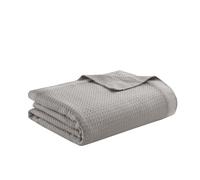 Madison Park Egyptian Cotton Luxury Blanket Grey 90x90 Full/Queen Size Knit Premium Soft Cozy 100% Cerified Egyptian Cotton For Bed, Couch or Sofa