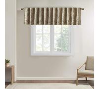 Madison Park Embroidered Back Tab Fabric Window Living Room, Transitional Rod Pocket Light Curtain for Bedroom, 1-Panel Pack, Tan, 50 x 18