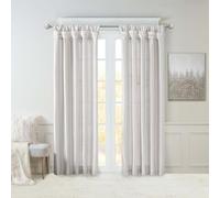 Madison Park Emilia Faux Silk Single Curtain with Privacy Lining, DIY Twist Tab Top, Window Drape for Living Room, Bedroom and Dorm, 50x84, Silver