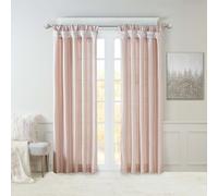 Madison Park Emilia Faux Silk Single Curtain with Privacy Lining, DIY Twist Tab Top, Window Drape for Living Room, Bedroom and Dorm, 108" L x 50" W, Blush