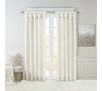 Madison Park Emilia Faux Silk Single Curtain with Privacy Lining, DIY Twist Tab Top, Window Drape for Living Room, Bedroom and Dorm, 95" L x 50" W, White