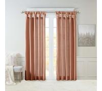 Madison Park Emilia Faux Silk Single Curtain with Privacy Lining, DIY Twist Tab Top, Window Drape for Living Room, Bedroom and Dorm, 120" L x 50" W, Spice Red