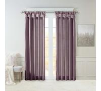 Madison Park Emilia Faux Silk Single Curtain with Privacy Lining, DIY Twist Tab Top, Window Drape for Living Room, Bedroom and Dorm, 108" L x 50" W, Purple