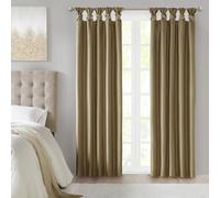Madison Park Emilia Faux Silk Single Curtain with Privacy Lining, DIY Twist Tab Top, Window Drape for Living Room, Bedroom and Dorm, 50x95, Bronze