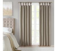 Madison Park Emilia Faux Silk Single Curtain with Privacy Lining, DIY Twist Tab Top, Window Drape for Living Room, Bedroom and Dorm, 50x84, Pewter