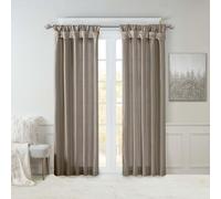 Madison Park Emilia Faux Silk Single Curtain with Privacy Lining, DIY Twist Tab Top, Window Drape for Living Room, Bedroom and Dorm, 50x120, Pewter Brown