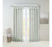 Madison Park Emilia Faux Silk Single Curtain with Privacy Lining, DIY Twist Tab Top, Window Drape for Living Room, Bedroom and Dorm, 84" L x 50" W, Dusty Aqua