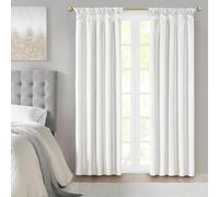 Madison Park Emilia Faux Silk Single Curtain with Privacy Lining, DIY Twist Tab Top, Window Drape for Living Room, Bedroom and Dorm, 50x95, White
