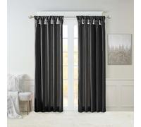 Madison Park Emilia Faux Silk Single Curtain with Privacy Lining, DIY Twist Tab Top, Window Drape for Living Room, Bedroom and Dorm, 84" L x 50" W, Black