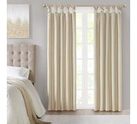 Madison Park Emilia Faux Silk Total Blackout Single Curtain with Privacy Lining, DIY Twist Tab Top, Window Drape for Living Room, Bedroom and Dorm, 95" L x 50" W, Champagne
