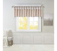 Madison Park Emilia Faux Silk Valance, DIY Twist Tab Top Finish with Beads, Window Valance Curtain for Living Room, Bedroom and Dorm, 26" L x 50" W, Blush