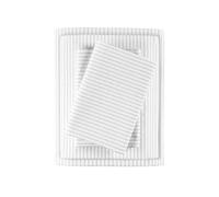 Madison Park Essentials 100% Cotton Sheets, Breathable&Soft Cotton Bed Sheets, Printed Design, Elastic Pocket Cotton Sheet Set Fits Up to 17" Mattress, All Season, Queen Gray Stripes 4 Piece
