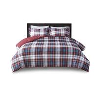 Madison Park Essentials Parkston Plaid Comforter, Matching Sham, 3M Scotchguard Stain Release Cover, Hypoallergenic All Season Bedding-Set, Full/Queen, Red, 3 Piece
