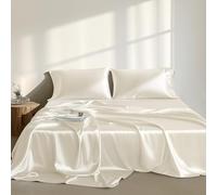 Madison Park Essentials Satin Sheets Queen Size, Luxurious Silky Satin Bed Sheets, Elastic 14" Pocket fits up to 16" Mattress, Wrinkle-Free, Soft Satin Bed Sheet Set, Ivory 6 Piece