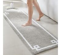 Madison Park Evan 100% Cotton Bathroom Rug Non Slip Backing-Luxrurious Tufted Plush Bath Mat Absorbent, Quick Dry, Spa Design Shower Room Décor, 24x72, Grey