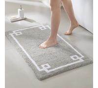 Madison Park Evan 100% Cotton Bathroom Rug Non Slip Backing-Luxrurious Tufted Plush Bath Mat Absorbent, Quick Dry, Spa Design Shower Room Décor, 24x40, Grey