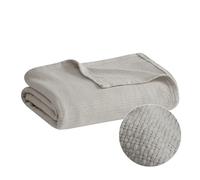 Madison Park Freshspun Basketweave Luxury Cotton Blanket Grey 66x90 Twin Size Basketweave Premium Soft Cozy 100% Cotton For Bed, Couch or Sofa