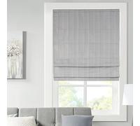 Madison Park Galen Cordless Roman Shades - Fabric Privacy Single Panel Darkening, Energy Efficient, Thermal Insulated Window Blind Treatment, for Bedroom, Living Room Decor, 35" x 64", Grey