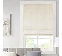 Madison Park Galen Cordless Roman Shades - Fabric Privacy Single Panel Darkening, Energy Efficient, Thermal Insulated Window Blind Treatment, for Bedroom, Living Room Decor, 35" x 64", Ivory