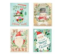 Madison Park Greetings 12 Christmas Greeting Card Assortment with Envelopes, Santa Claus and Jolly Snowmen (4 Assorted Designs, 3 Each) - For Loved Ones, Friends, Family, and Coworkers
