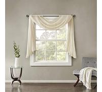 Madison Park Harper Solid Crushed Scarf Sheer Cream 42" x 144"