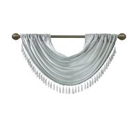Madison Park JLA Home INC Elena Waterfall Embellished-Rod Pocket Valance, Faux Silk Valances for Window, 38X46, Dusty Aqua