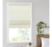 Madison Park Kyler Cordless Roman Shades - Single Panel, Lightweight Linen Blend Fabric, Natural Design, Easy Installation, Light Filtering Window Blind, Bedroom, Living Room Decor 34"W x 64"L White
