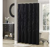 Madison Park Laurel Black Shower Curtain, Solid Transitional Shower Curtains for Bathroom, 72 X 72