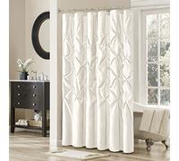 Madison Park Laurel White Shower Curtain, Solid Transitional Shower Curtains for Bathroom, 72 X 72, Cream