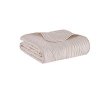 Madison Park Luxe Quilted Throw Blanket - Damask Stitching Design, Cotton Filled Spread, Ultra Soft, Cozy Bedding for Living Room Couch, Sofa, Bed, 60x72, Scalloped Borders Blush