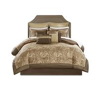 Madison Park Matching Curtains-Down Alternative Hypoallergenic All Season Bedding-Set, Polyester, Brown, Queen