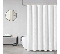 Madison Park Metro Bathroom Shower, Textured Woven Clipped Design Modern Mid-Century Privacy Bath Fabric Curtains, 72"x72", White (MP70-6707)
