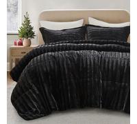 Madison Park Modern Down Alternative Filling Cozy Bedding, Box Quilted Warm Cover, Matching Shams, Polyester, Black, King