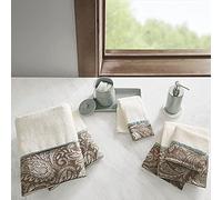 Madison Park - MP73-5310 Aubrey 6 Piece Jacquard Set for Bathroom, 2 Bath Hand Towels, 2 Washcloths, Spa Luxurious Textured Design, See Below, Blue