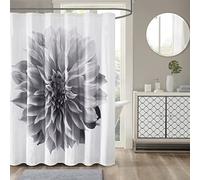 Madison Park Norah Cotton Shower Curtain, Oversized Realistic Floral Print Design, Modern Bathroom Décor, Machine Washable, Fabric Privacy Screen, 72x72, Grey