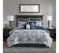 Madison Park Odette Comforter Set, Navy/Grey, Queen(90"x90")