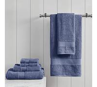 Madison Park Organic 100% Cotton Bathroom Towel Set, Hotel & Spa Quality Highly Absorbent, Quick Dry, Include for Shower, Handwash & Face Washcloth, Multi-Sizes, Navy, 6 Piece