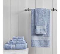 Madison Park Organic 100% Cotton Bathroom Towel Set Hotel & Spa Quality Highly Absorbent, Quick Dry, Include for Shower, Handwash & Face Washcloth, Multi-Sizes, Blue 6 Piece