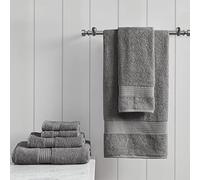 Madison Park Organic 100% Cotton Bathroom Towel Set, Hotel & Spa Quality Highly Absorbent, Quick Dry, Include for Shower, Handwash & Face Washcloth, Multi-Sizes, Charcoal, 6 Piece