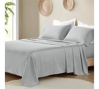 Madison Park Organic Cotton Sheet Soft & Breathable 300TC Cotton Sheets, Elastic Deep Pocket Sheet Set Fits Up to 18" Mattress, All Seasons, Lightweight, 100% Cotton Bed Sheets, Queen Grey 4 Piece