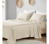Madison Park Organic Cotton Sheet Soft & Breathable 300TC Cotton Sheets, Elastic Deep Pocket Sheet Set Fits Up to 18'' Mattress, All Seasons, Lightweight, 100% Cotton Bed Sheets, Queen Taupe 4 Piece