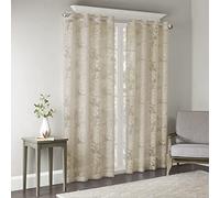 Madison Park Palm Leaf Burnout Window Sheer with Natural Finish MP40-7491