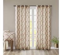 Madison Park Saratoga Single Window Curtain Light Filtering Fretwork Print 1 Panel Grommet Top Drape for Living Room Bedroom and Dorm, 50x84, Spice (MP40-1756)
