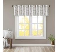 Madison Park Saratoga Window Curtain Light Filtering Fretwork Print 1 Panel Grommet Top Drapes/Valance for Living Room Bedroom and Dorm, 50x18, Ivory