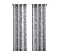 Madison Park Semi Sheer Curtain Modern Contemporary Botanical Print Out Design, Grommet Top, Single Window Drape for Living Room, Bedroom and Dorm, 50x95, Bird Grey
