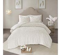 Madison Park Shabby Chic All Season Down Alternative Bed Set with Matching Shams, Chenille Face and Cotton Reverse, Floral Ivory, Twin/Twin XL(68"x92")