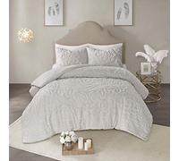 Madison Park Shabby Chic All Season Down Alternative Bed Set with Matching Shams, Cotton, Floral Grey, Queen