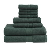 Madison Park Signature 800GSM 100% Cotton Luxurious Bath Towel Set Highly Absorbent, Quick Dry, Hotel & Spa Quality for Bathroom, Multi-Sizes, Dark Green 8 Piece