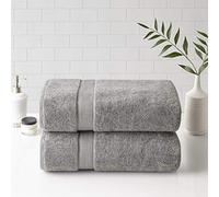 Madison Park SIGNATURE 800GSM 100% Cotton Luxurious Bath Towel Set Highly Absorbent, Quick Dry, Hotel & Spa Quality for Bathroom, 34" x 68", Silver 2 Piece