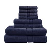 Madison Park Signature Bath Towel 800GSM 100% Cotton Luxurious Bathroom Towel Set Highly Absorbent, Quick Dry, Hotel & Spa Quality Towel Set for Bathroom, 8pc Set, Dark Navy 8 Piece